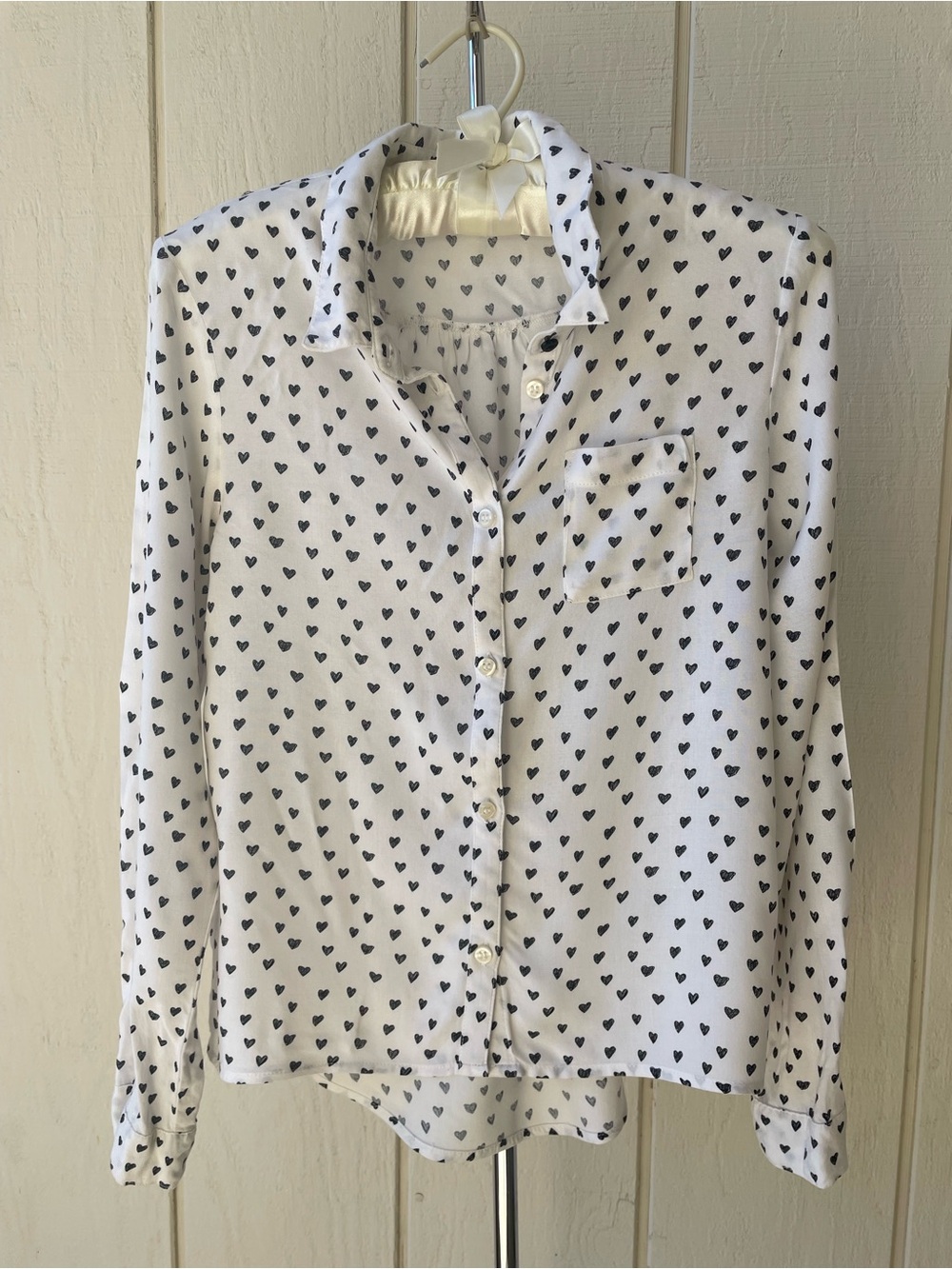H&M Black Hearts Girls Button Down Shirt